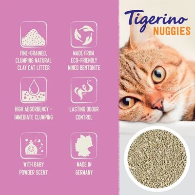 Tigerino Nuggies (Ultra) Cat Litter - Babypowder Scented 2 Tigerino Nuggies (Ultra) Cat Litter - Babypowder Scented - Image 2